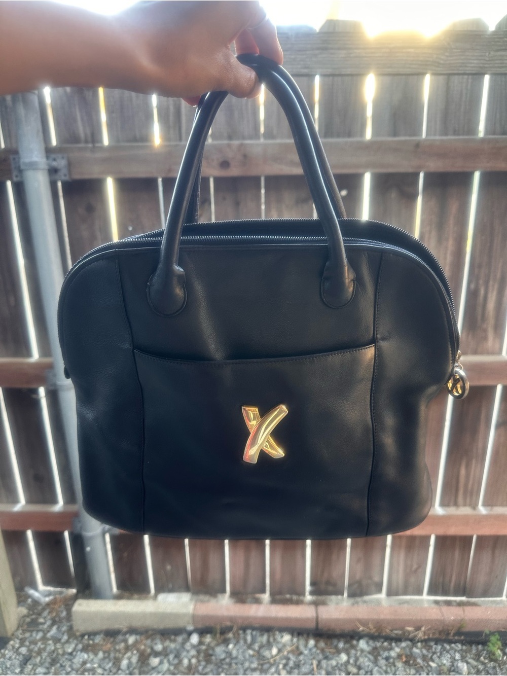 Vintage Paloma Picasso black leather handbag